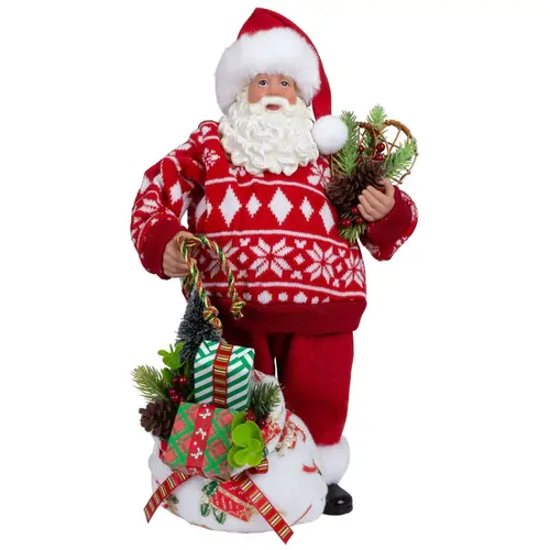 38cm Standing Santa Claus In Red & White Jumper image