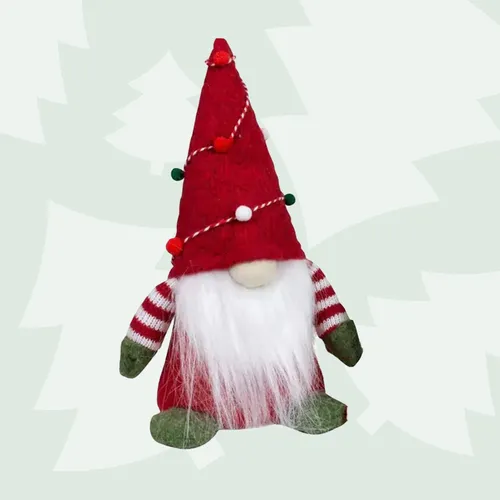 Ollie Tinseltoe | 25cm Christmas Gnome With Red Hat & Stripey Clothes