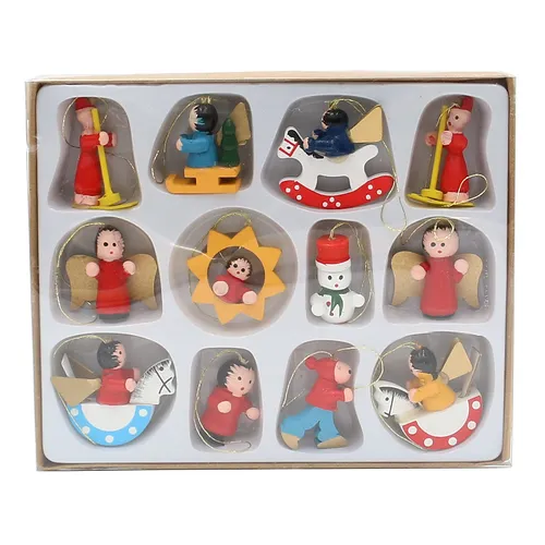12pc Set Wooden Hanging Decoration image