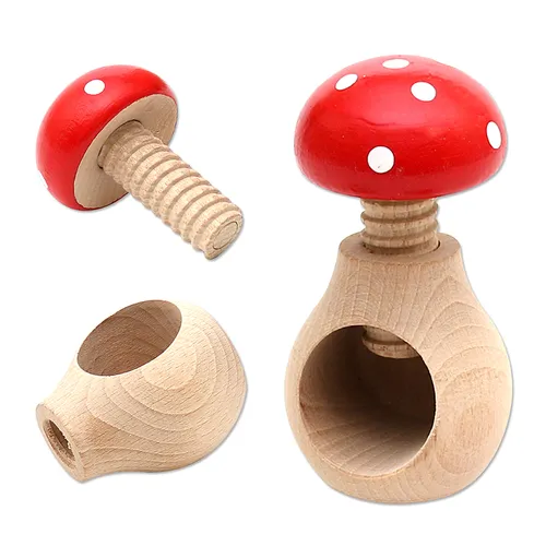 10cm Mushroom Shaped Nutcracker- Red & White image