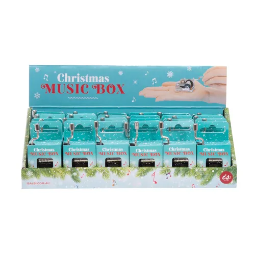 Christmas Hand Crank Music Box- Blue (Jingle Bells) image