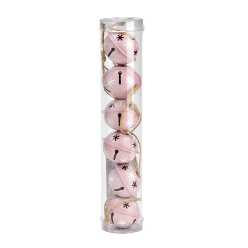 4cm Pink Christmas Bells (Set Of 6) image