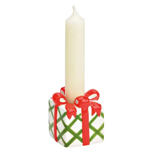 6cm Ceramic Christmas Present Candle Holder image