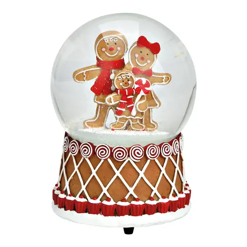 16cm Gingerbread Family Musical Snow Globe image