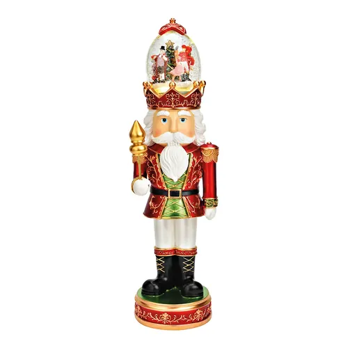 50cm Red Nutcracker Music Box With Snow Globe image