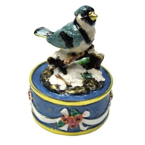 Blue Finch Enamel Music Box (Tchaikovsky- Dance Of The Sugar Plum Fairy) image