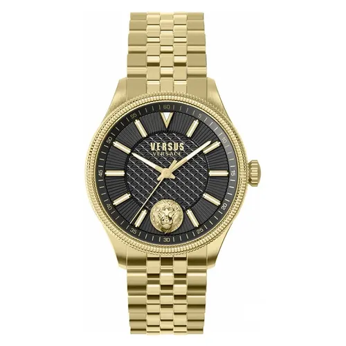45mm Colonne Gold Champagne Watch with Black Dial Mens Watch l By VERSACE image