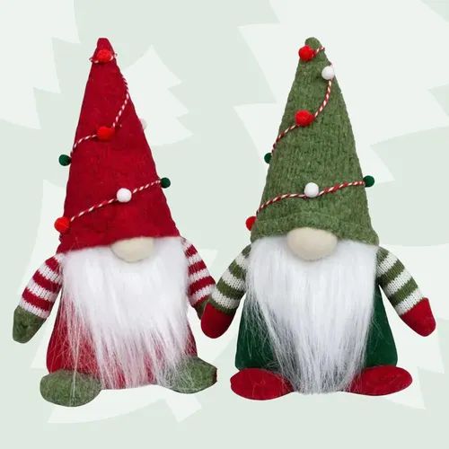 25cm Christmas Gnome With Festive Hat & Stripey Clothes- Assorted Colours image