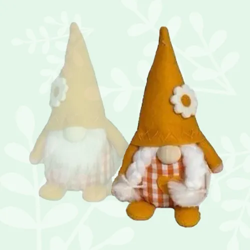 Clover Firetail | Orange Gnome With Gingham Clothing & Flower Hat | Girl