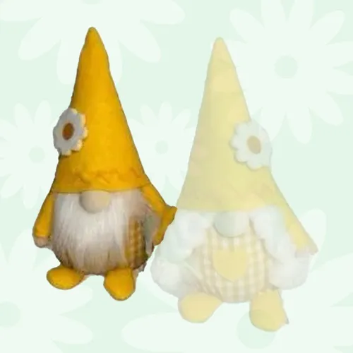 Yellow Gnome With Gingham Clothing & Flower Hat- Boy