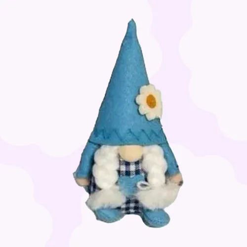 Beatrix Bluebottom | Blue Gnome With Gingham Clothing & Flower Hat | Girl
