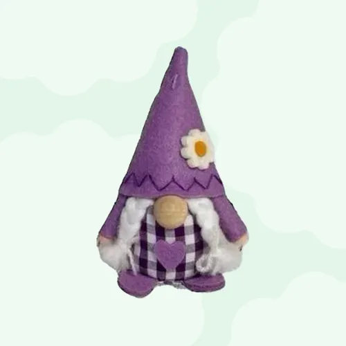 Violetta Grapedew | Purple Gnome With Gingham Clothing & Flower Hat | Girl