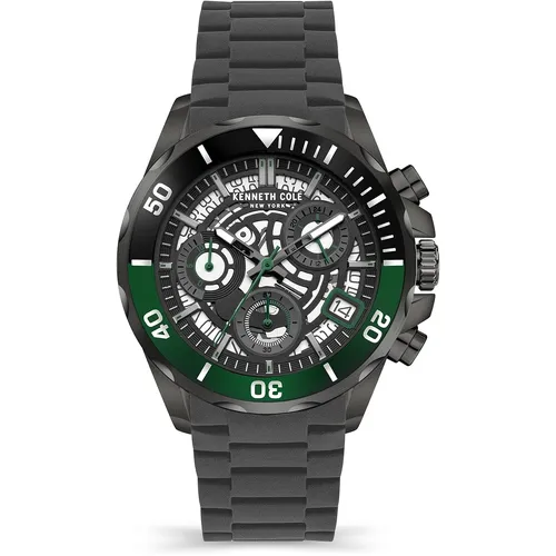 43mm Gunmetal Black & Green Chronograph Mens Watch With Silicon Band By KENNETH COLE image