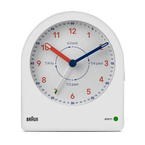 9.7cm White Time Teacher Analogue Alarm Clock By BRAUN image