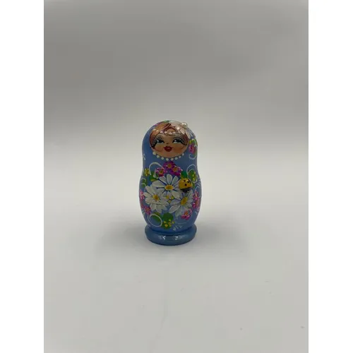 Floral Russian Dolls- Blue With Ladybug 10cm (Set Of 5) image