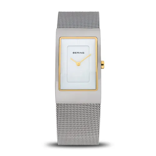 38mm Classic Collection Womens Watch With White Dial & Silver Stainless Steel Mesh Strap By BERING image