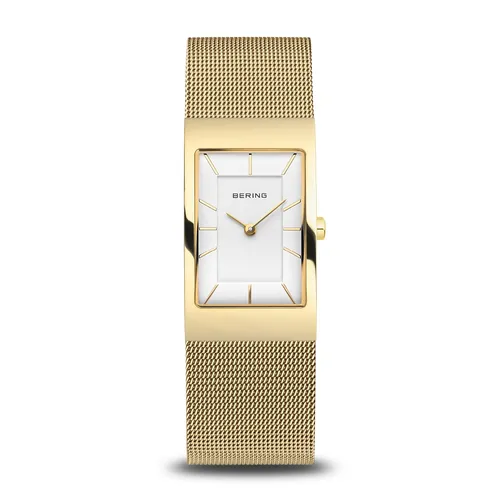 38mm Classic Collection Polished Gold Womens Watch With Gold Stainless Steel Mesh Strap By BERING image