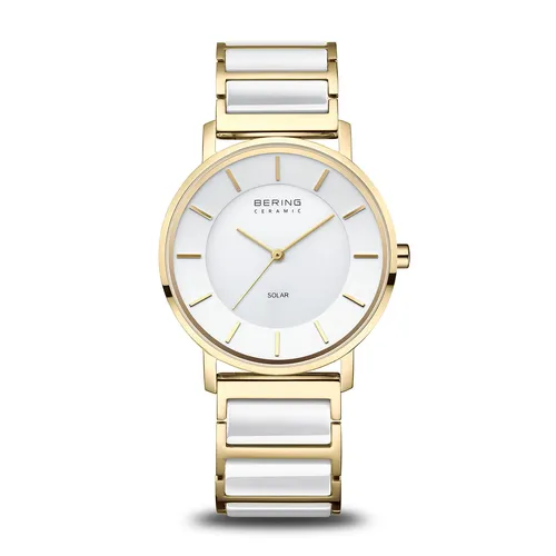 41mm Solar Collection Womens Watch With White Dial & Two-Tone Ceramic Strap By BERING image
