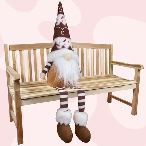Chip Sprinkleswirl | 48cm Ice-cream Cone Gnome Shelf Sitter - Brown