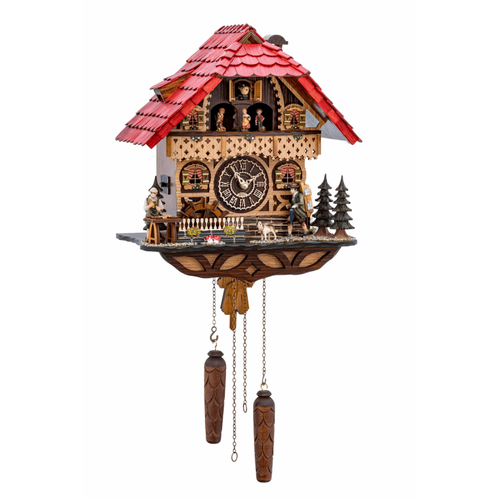 Clock Peddler & Wood Carver Battery Chalet Cuckoo Clock 42cm By TRENKLE image