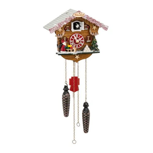 Christmas Cabin Battery Chalet Cuckoo Clock 23cm By TRENKLE image