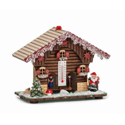13cm Chalet Weather House With Snowy Christmas Scene By TRENKLE image