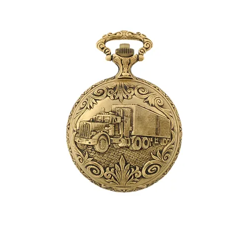 48mm Gold Mens Pocket Watch With Truck By CLASSIQUE (Roman) image