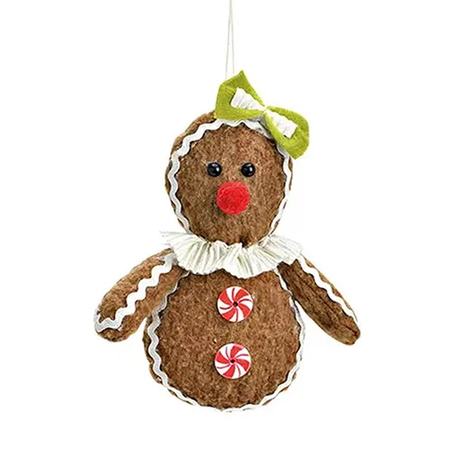 13cm Gingerbread Textile Figure Hanging Decoration- Girl