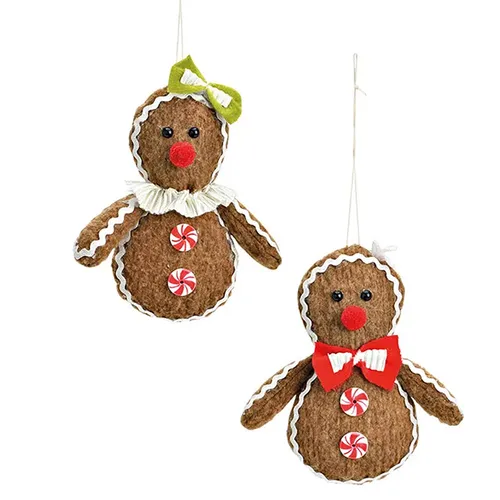 13cm Gingerbread Textile Figure Hanging Decoration- Boy Or Girl image