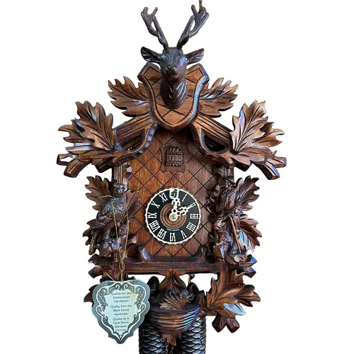 Mountaineer & Pheasant 8 Day Mechanical Carved Cuckoo Clock 48cm By HÖNES image