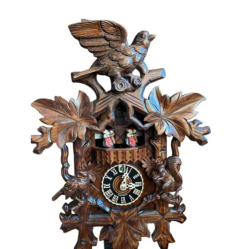 Birds & Squirrel 1 Day Mechanical Carved Cuckoo Clock With Dancers 45cm By HÖNES image