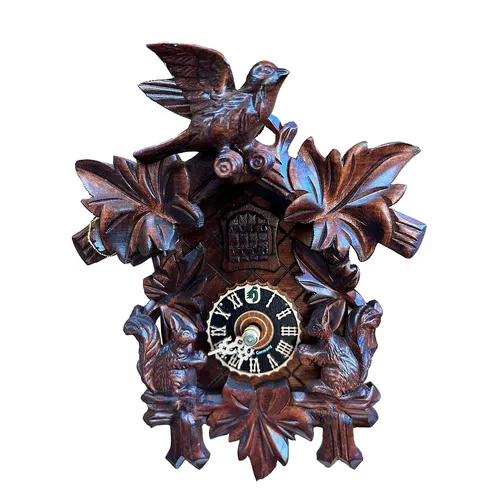 Bird & Squirrels 1 Day Mechanical Carved Cuckoo Clock 25cm By HÖNES image