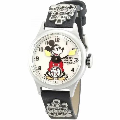 32mm Ingersoll 1930s Collection Mickey Mouse Unisex Mechanical Watch With Black Band image