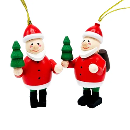 6.5cm Wooden Santa Hanging Decoration image