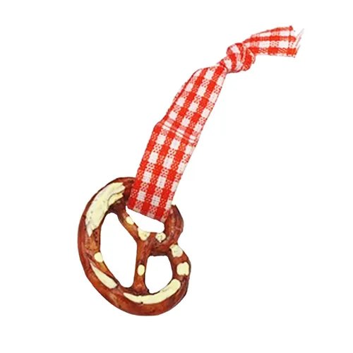 3.5cm Pretzel Hanging Decoration (Red Ribbon) image
