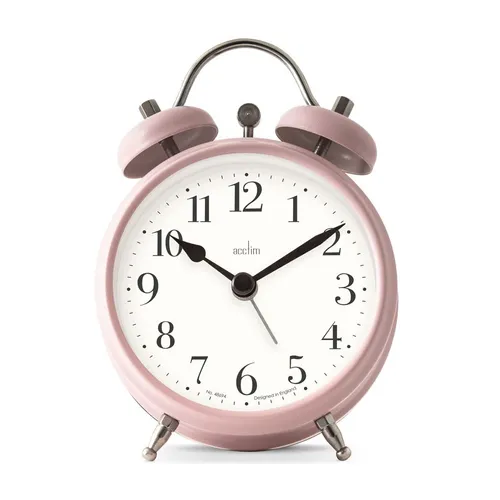 12cm Shefford Dusty Rose Double Bell Analogue Alarm Clock By ACCTIM image