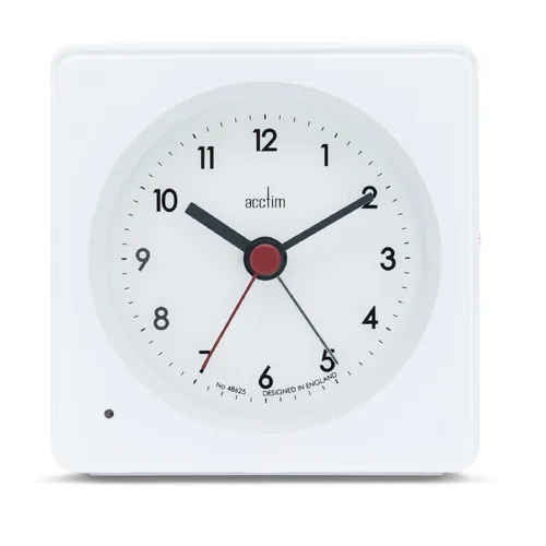 10cm Barber White Easi-Set Smartlite Analogue Alarm Clock By ACCTIM image