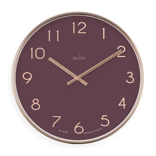 25cm Elma Mulberry & Gold Round Wall Clock By ACCTIM image