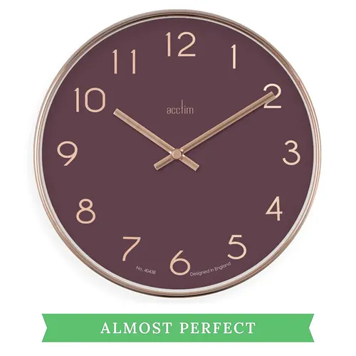 25cm Elma Mulberry & Gold Round Wall Clock By ACCTIM (Small Scratch) image