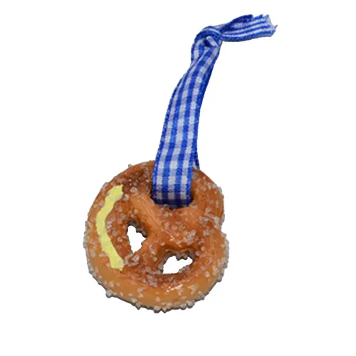 4cm Pretzel Hanging Decoration (Blue Ribbon) image