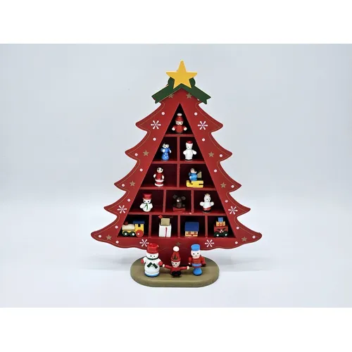 29cm Wooden Decorative Christmas Tree- Red