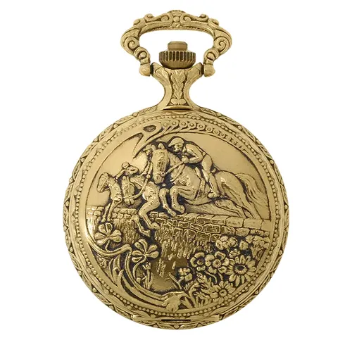 48mm Gold Unisex Pocket Watch With Equestrian Riders By CLASSIQUE (Arabic) image