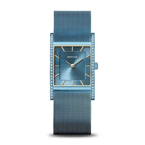 38mm Classic Collection Polished Blue Womens Watch With Milanese Mesh Strap By BERING image
