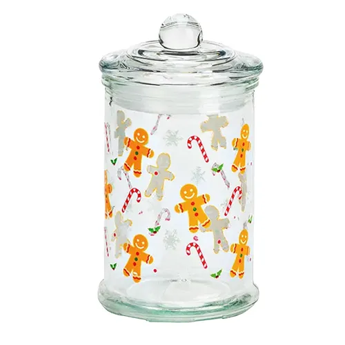 19cm Christmas Glass Storage Jar - Gingerbread Man