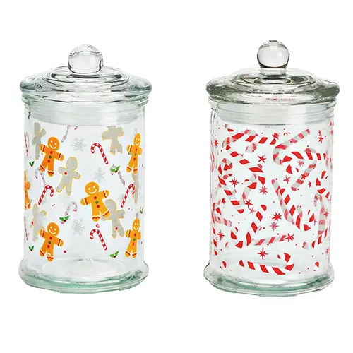 19cm Christmas Glass Storage Jar - Assorted Designs image