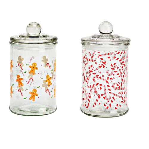 15cm Christmas Glass Storage Jar - Assorted Designs image