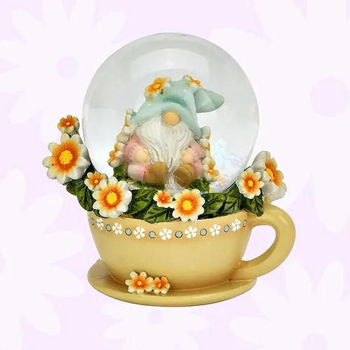 Grey Steepwell | 7cm Teacup Gnome In Snow Globe