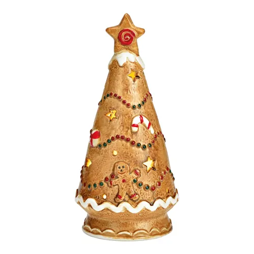 16cm Porcelain Brown Christmas Tree Lantern image