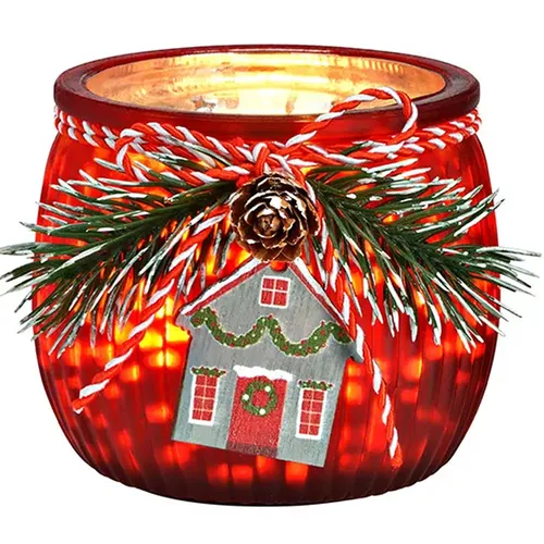 7cm Red Glass Christmas Lantern - Assorted Designs