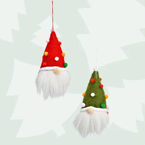 Tinsel & Twig Wintermoss | 14cm Felt Gnome Hanging Decoration- Assorted Designs image